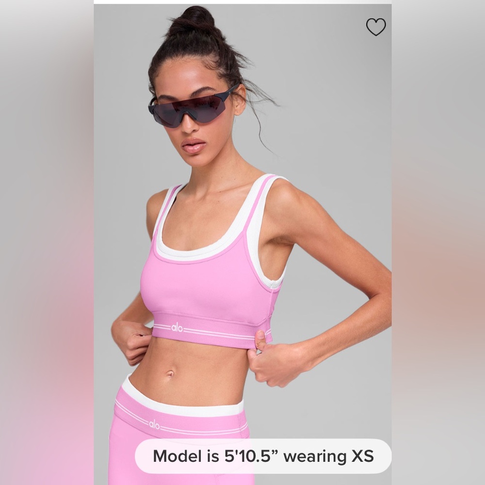 ALO Yoga Better Together Airbrush Bra-Candy Heart Pink/White-XS-BNWT